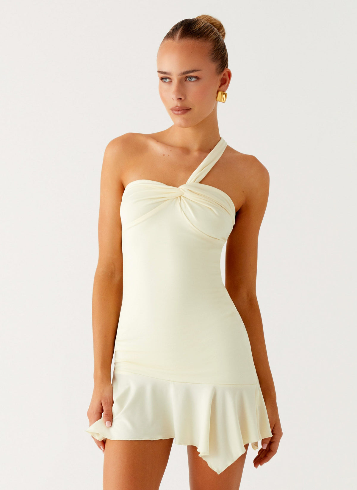 Not Your Fan Cut Out Mini Dress - Yellow