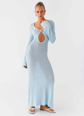 Seascape Crochet Maxi Dress - Blue