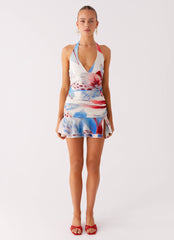 Starlit Night Mini Dress - Deep Sea Bloom