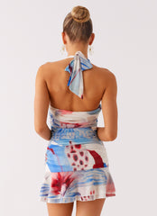 Starlit Night Mini Dress - Deep Sea Bloom