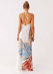 Stars Align Cowl Maxi Dress - White Sea Bloom