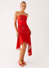Think About It Midi Dress - Fire Red
