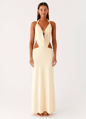 Torina Halter Maxi Dress - Lemon