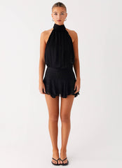 Willow Chiffon Mini Dress - Black