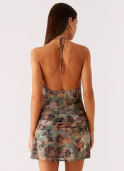 Wineweather Cowl Mini Dress - Vintage Blossom