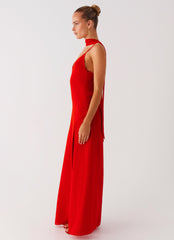 Yorke Scarf Maxi Dress - Raspberry Red
