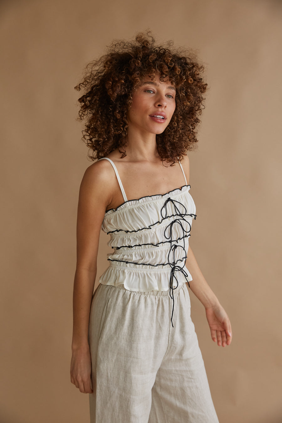 Alicia Ruffle Smocked Bow Top