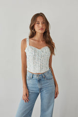 Beverly Lace Trim Floral Bustier Corset Top