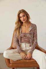 Halle Zebra Mesh Cardigan Set